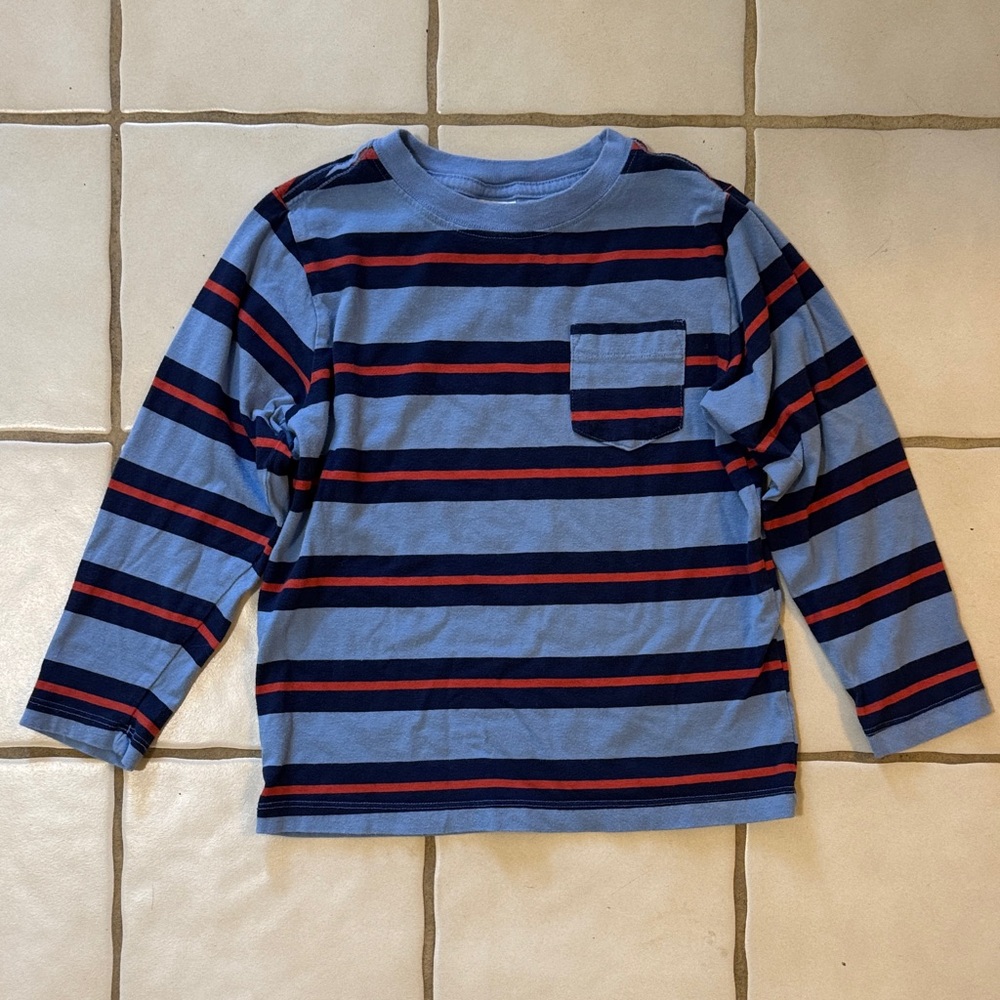 Hanna Andersson Blue and Red Striped Long Sleeve Tee